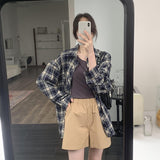 Korean Version Of The Design Of A Small Plaid Shirt Woman 2025 Autumn New Loose Long-Sleeved Top Open-Shirt Jacket