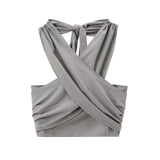 2025 Summer New Women's Neck Neck Neck Linen Shirt Vest Straight Trousers Set