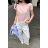 Korean Version Of Yellow Shoulder Short-Sleeved T-Shirt Women's Summer 2026 New Thin High-End Sense Slim Short Top