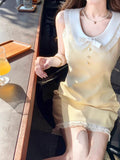Milk Yellow Little Scented Doll Collar Dress To Close The Waist Thin A Word Gentle Sweet Gold Summer Date
