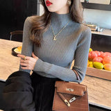 Half-High Sweater Bottoming Shirt Women's Autumn And Winter Thick 2026 New White Top Knitted