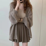 Medium Long Lantern Sleeve Horse Knitted Shirt Coat Women Summer Loose Lazy Thin Shawl Outside The Coat