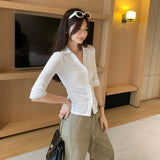 French Unique Delicate White Thin Sleeve Shirt Woman 2025 Summer New High-End Chic Chic Top
